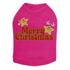 Merry Christmas Glitter Stars - Fuchsia Dog Tank