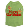 Merry Christmas Glitter Stars -Lime Dog Tank