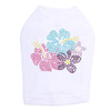 Pink, Blue & Purple Hibiscut dog tank for large and small dogs.