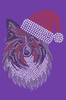 Sheltie Face with Santa Hat - Purple Bandana
