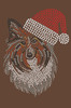 Sheltie Face with Santa Hat - Brown Bandana