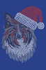 Sheltie Face with Santa Hat - Royal Blue Bandana