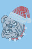 Bulldog Face (White) with Santa Hat - Light Blue Bandana