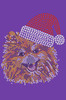 Pomeranian with Santa Hat - Purple Bandana