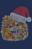 Pomeranian with Santa Hat - Navy Bandana