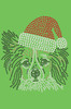 Papillon with Santa Hat - Lime Green Bandana