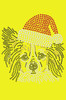 Papillon with Santa Hat - Yellow Bandana