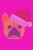 French Bull Dog with Santa Hat - Hot Pink Bandana