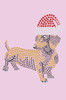 Dachshund # 2 with Santa Hat - Light Pink Bandana