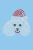 Poodle Face with Santa Hat - Light Blue Bandana