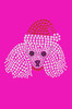 Poodle Face with Santa Hat - Hot Pink Bandana
