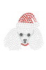 Poodle Face with Santa Hat - White Bandana