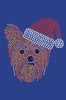 Yorkie Face # 2 with Santa Hat - Royal Blue Bandana