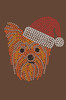 Yorkie Face # 2 with Santa Hat - Brown Bandana