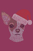 Chihuahua Face with Santa Hat - Burgundy Bandana