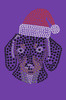 Dachshund Face with Santa Hat - Purple Bandana