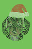 Dachshund Face with Santa Hat - Lime Green Bandana