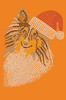 Sheltie Face (Tri Color) with Santa Hat - Orange Bandana