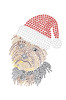 Yorkie Face # 1 with Santa Hat - White Bandana