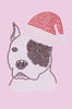 Pit Bull with Santa Hat - Light Pink Bandana