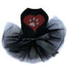 Red heart with rhinestone paw dog black tutu for large and small dogs.