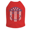 Happy Face Red, White, & Blue rhinestone dog tank for large and small dogs.