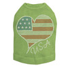 Patriotic American Heart #3 rhinestone dog tank for large and small dogs.