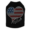 Patriotic American Heart #3 rhinestone dog tank for large and small dogs.