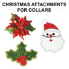Change up the look of  collars with as assortment of Christmas attachments.    All attachments are hand made of leather.  Attachments have a leather strap that slips over the collar.  