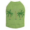 Palm Trees - Green Rhinestones dog tank for small and big dogs