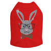 Bunny with Glasses and Bow Tie Rhinestone Dog Tank