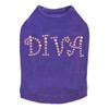 Diva - Pink Rhinestuds rhinestone dog tank for large and small dogs.
4" X 1.75" design with Pink rhinestuds.