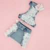 Denim with White Tulle Halter Top & Skirt Set