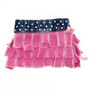 Vintage Pink Denim Fringe Skirt with Clear Rhinestone Waistband