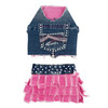 Vintage Pink Denim Fringe Skirt and Pink Pocket Harness Vest (sold separately)