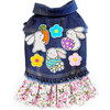 Cute Spring Bunnies Denim Dog Jacket with Vintage Floral Spring Skirt