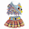 Fall Plaid Skirt with Denim Button Waistband & Harness Vest