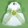 The Madeleine Dog Harness Dress with Leaf Green Sash