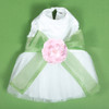 The Madeleine Dog Harness Dress with Leaf Green Sash