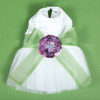 The Madeleine Dog Harness Dress with Leaf Green Sash