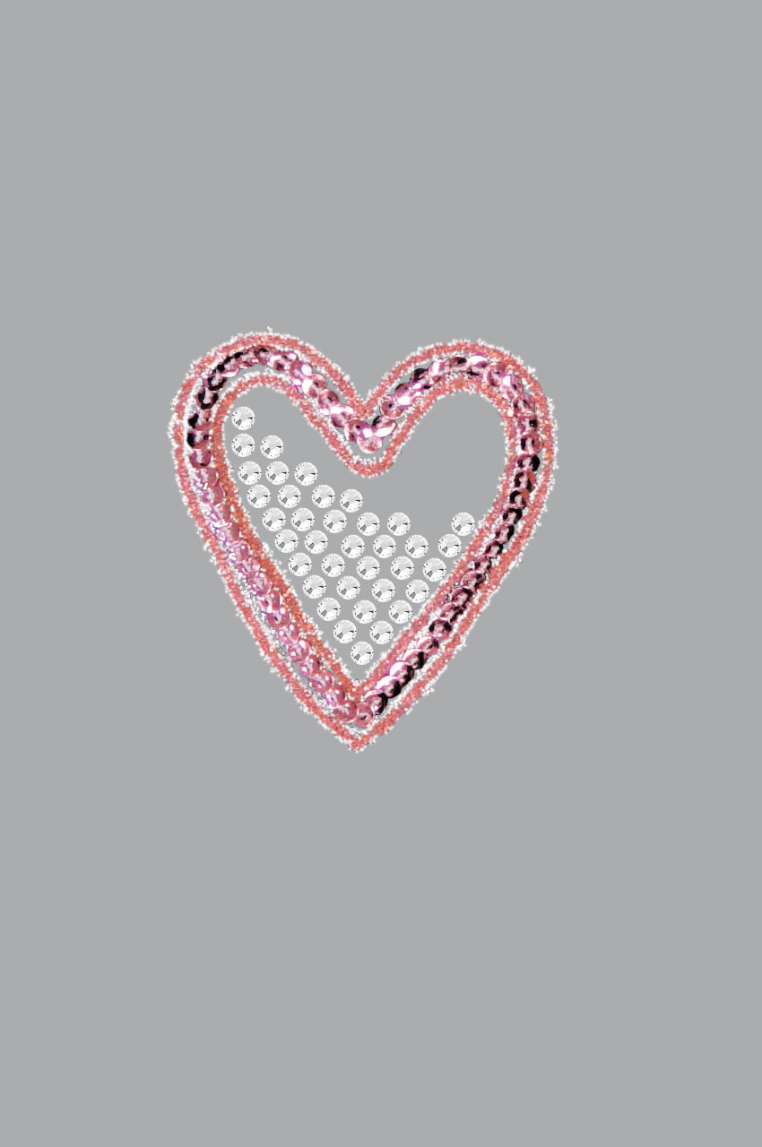 PINK Heart Sequin Patch