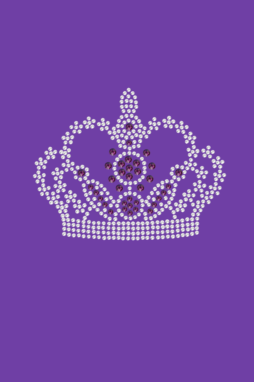 Runs Small - Rhinestone Ladies V-Neck t-Shirt Tight Fitting Crown #13 Purple