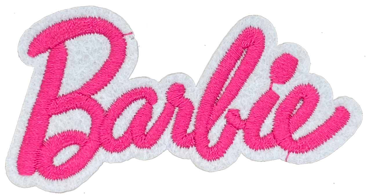 Pink Glitter Barbie Silhouette Iron-On Patch