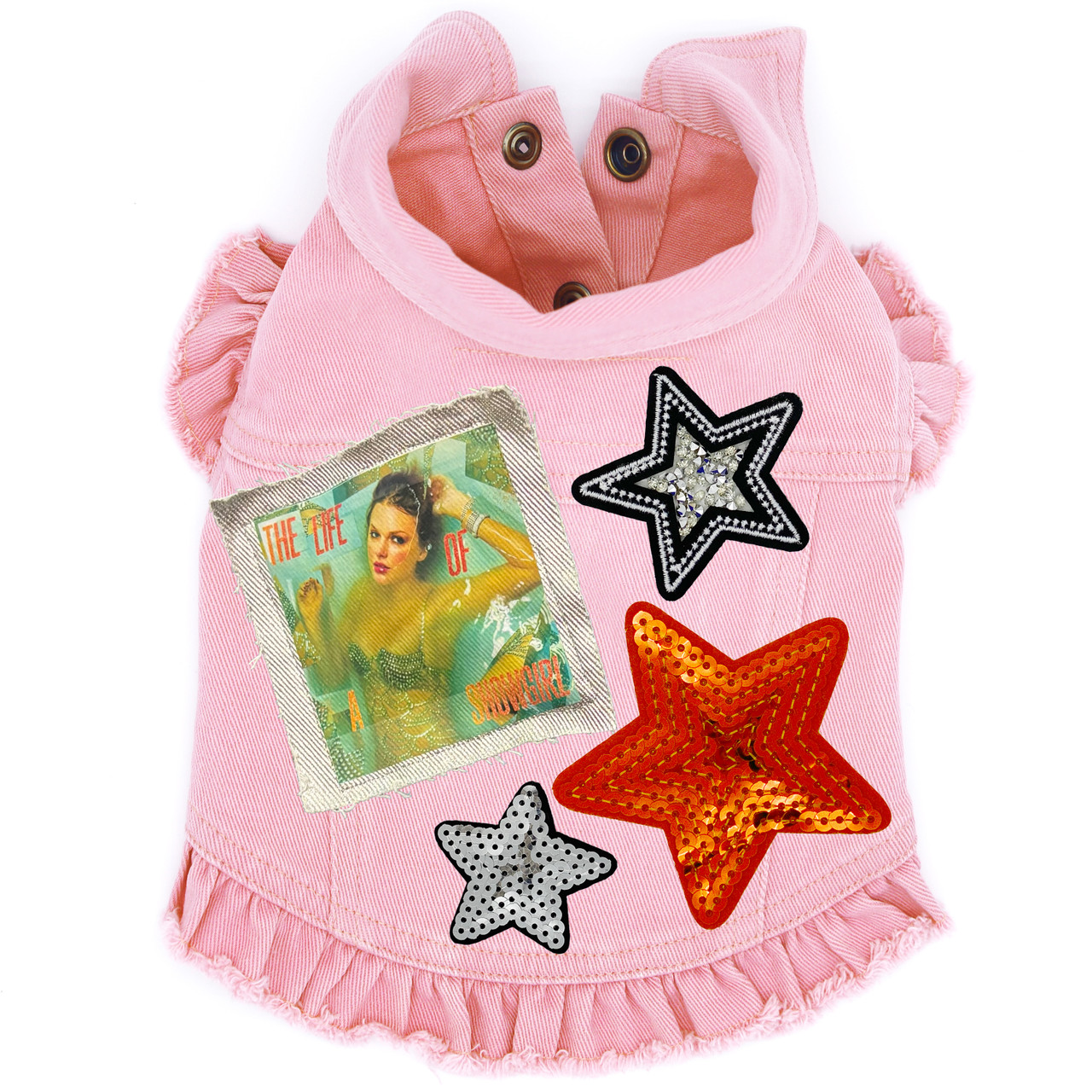 Life of a Showgirl Swiftie Dog Denim Jacket | Sequin Star Dog