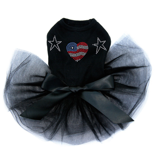 Patriotic Heart with Stars black dog tutu for large and small dogs.