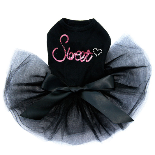 Sweet - Pink Sequins black dog tutu for large and small dogs.