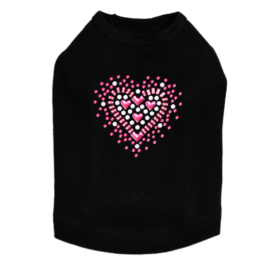 Pink Austrian crystal Heart rhinestone dog tank for large and small dogs.