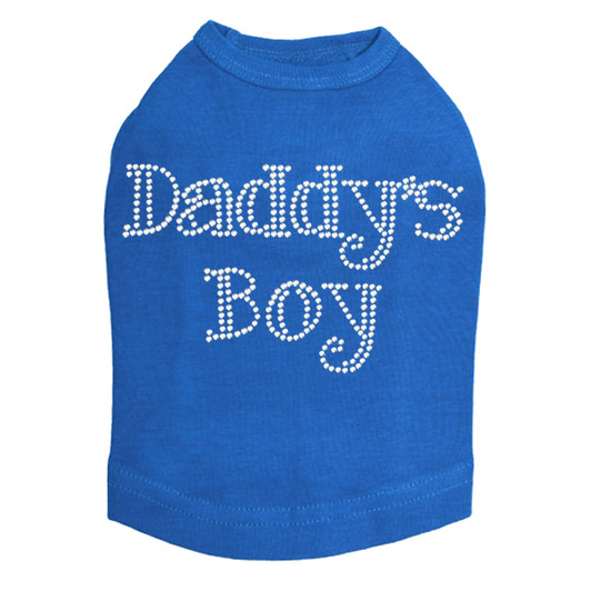Daddy's Boy dog tank for large and small dogs.
4.5" X 2.75" design with clear rhinestones.