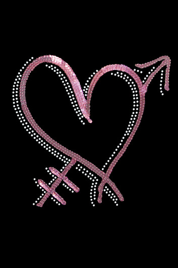 Pink Sequin Heart with Arrow Adult T-shirt or Tank.