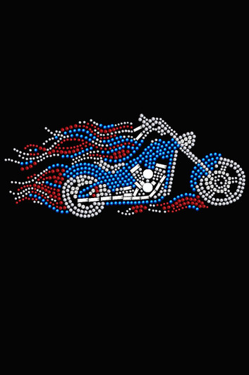 Motorcycle - Large Red, White, & Blue with Flames  - Women's T-shirt